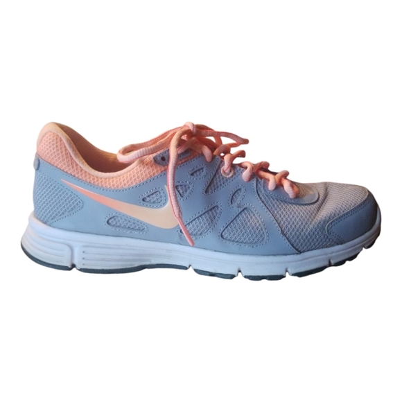 Nike Revolution 2 Running Shoes in Grey Sunset and Peach Glow - Picture 1 of 9